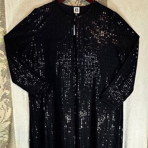 Anne Klein Black Sequin Duster & Tank Set Size XL NWT MSRP $188 Church Party